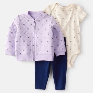 NWT Carter's 3-Piece Floral Quilted Little Jacket Set - 12M
